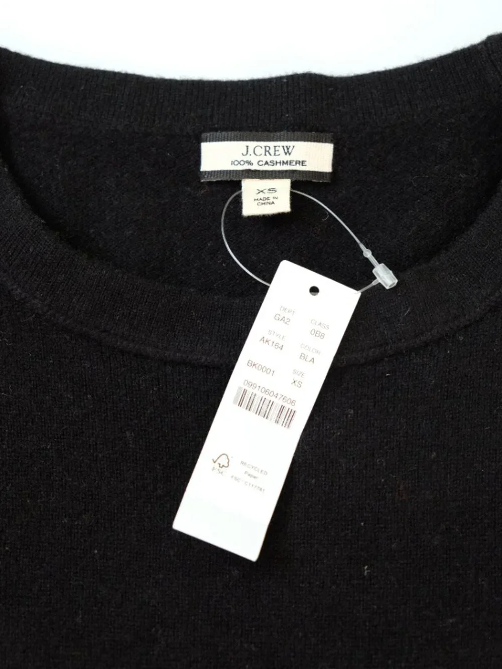 NEW J. CREW 100% Cashmere Short Sleeve Sweater XS Black Crewneck T-shirt - Picture 2 of 3